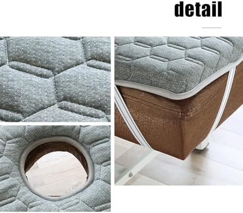 Latex Memory Foam Mattress Topper for Massage Table Thicken Lash Bed Topper with Elastic Band 5Cm (1.97In) Beauty Salon Spa Bed Cushion with Face Hole Round Head,D(t),180 * 60cm