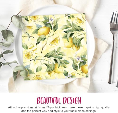 Anniversary House Tiflair PJ344657 3-Ply Lunch Napkins Lemon Yellow