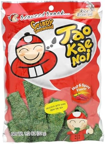 Tao Kae Noi Crispy Seaweed Snack, Hot & Spicy , 1.12 oz (32 g)