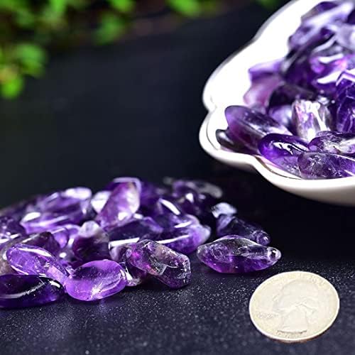 Natural Amethyst Tumbled Chips Crushed Crystal Stone, 7-9mm Polished Healing Crystal Chips Healing Reiki Crystal Jewelry Making Home Decoration