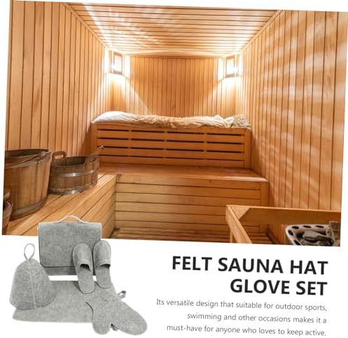 MERRYHAPY 1set Felt Sauna Hat Thick Water Absorbent Sauna Gloves Comfortable Bath Mat for Enhanced Relaxation
