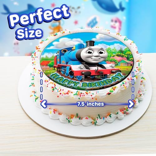 7.5x Inch Edible Cake Toppers – Thomas Train Themed Birthday Party Collection of Edible Cake Decorations