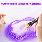 Makeup Brush Cleaning Mat, Silicone Makeup Brush Scrubber, Makeup Brush Cleaner Pad, Cosmetic Brush Cleaner, Brush Cleaning Pad, Suitable for Makeup Brush, Makeup Sponge, Powder Puff (Purple)