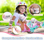 SULIFEEL Rainbow Unicorn Knee Pads for Kids Knee Elbow Pads Wrist Guards with Drawstring Bag Adjustable Protective Gear Set for Girls Roller Skating Bike Cycling Skateboard Scooter