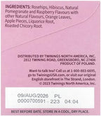 Twinings Pomegranate & Raspberry Herbal Tea Individually Wrapped Bags, 20 Count (Pack of 1), Naturally Caffeine-Free, Enjoy Hot or Iced, 20 Teabags