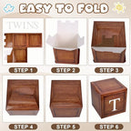Czlotyh Twins Baby Shower Decorations Baby Boxes with Letters 5pcs Wood Baby Shower Brown Blocks with 5pcs Letters for Twins Balloon Boxes Gender Reveal Birthday Party Favors