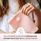 KARM Kids Knee Brace Sleeve - Youth Knee Compression Sleeve for Kids, Child - Support for Pain, Sports, Football, Basketball, Gymnastics, Recovery, Boys & Girls (Light Pink)