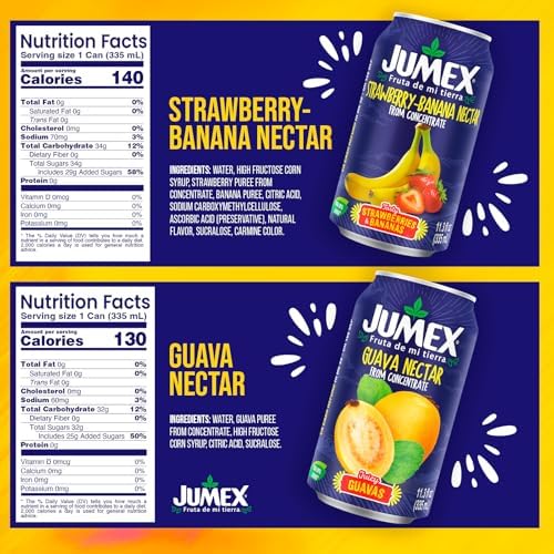 Jumex Strawberry Banana & Guava Juice Nectar - Made with Fresh Fruit Puree - Tropical Fruit Juice Concentrate for Smoothie Mix, Cocktail Mixers, Kids Drinks & Beverages - 11.3oz, 12 Pack Canned Drinks
