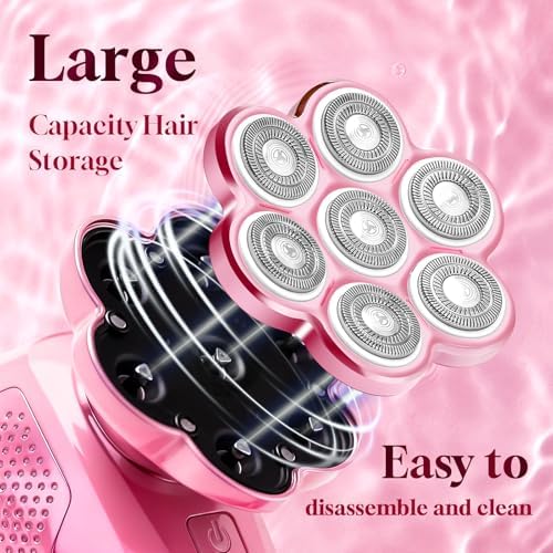 Electric Razors for Women - 120min Cordless Painless Hair Remover with 7D Floating Head - Waterproof Wet Dry Women's Electric Shaver for Legs Face Bikini Line