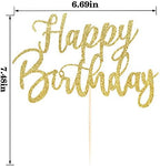 Handmade Glitter happy birthday Cake Topper, Happy Birthday Cake Bunting Decor,Birthday Party Decoration Supplies (Gold)