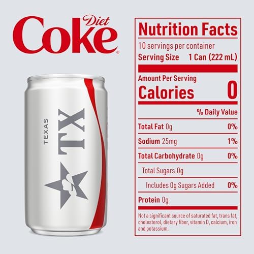 Diet Coke Soda Soft Drink Fridge Pack Mini Cans, 7.5 fl oz, 10 Pack