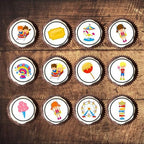 Fun Fair Edible Cupcake Toppers, Carnival Edible Cake Decorations, Carnival Theme Party Decorations, Circus Party Cake Toppers, 24 x 4cm / 1.5 Inch Wafer Card Discs