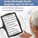 Magnifying Glass w/Light for Seniors Elderly Reading Full Page Diamond Painting, Large Rectangular Lighted Magnifier w/Dimmable LED Desktop Lamp, Hands Free Magnifier for Crafts Arts Sewing Close Work
