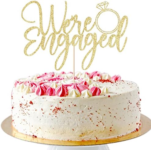 We're Engaged Cake Topper for Engagement Party Decorations, Engaged Ring Sign,Bridal Shower - Wedding Engagement Theme Party Decorations Gold flash (gold)
