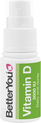 BetterYou D3000 Vitamin D Oral Spray - Convenient Alternative for Tablets - Promotes Strong Bones, Teeth and Immune System - Aids in Calcium Absorption - Natural Peppermint Flavor - 0.5 oz