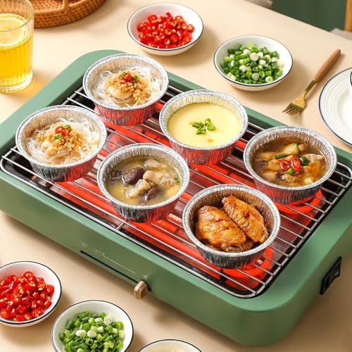 300 Pack Aluminum Foil Ramekins, 4 oz Disposable Baking Cups for Tart, Cupcake, Souffle, Appetizer Food Shell Pans Baking Dish Pie Tins Plate Foil Ramekins for Eggs Pudding Muffin