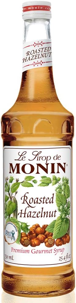 Monin - Roasted Hazelnut Syrup, Nutty Taste of Caramelized Hazelnut, Great for Coffee, Cocktails, Salad Dressings, & Desserts, Gluten-Free, Vegan, Non-GMO (750 ml)