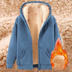 Fleece Jacket Men Sherpa Lined Hooded Sweatshirt Winter Full Zip Warm Hoodie Long Sleeve Thick Coat with Pockets