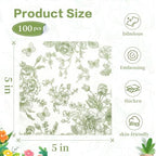 Mwellewm 100Pcs Sage Green Floral Napkins Beverage Cocktail Napkin Disposable Green Paper Dinner Napkin Fancy Decorative Hydrangea Flower Guest Hand Towel for Wedding Bridal Baby Shower Birthday Party