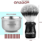 Anbbas Synthetic Badger Shaving Brush Set, 4IN1 Shaving Kit with Stainless Steel Shaving Stand and Lathering Foam Bowl, 3.5OZ Natural Shaving Soap Puck Refill for Men Wet Close Shave