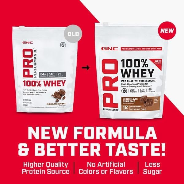 GNC Pro Performance 100% Whey Protein Powder 2.0, Fast Absorbing for Muscle Strength and Recovery, Cookies and Cream, 12 Servings