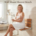 18" Wall Mount Shower Seat, Shower Bench Wall Mount for Inside Shower, Fold Down Shower Seat, Shower Seats for Adults