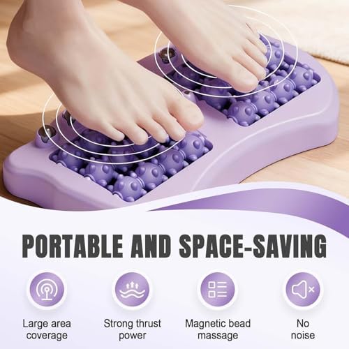 Foot Massage Roller, Portable Reflexology Massager for Relieve Pain from Plantar Fasciitis and Improved Circulation,Three Massage Techniques for Relax Muscles Suitable for Home Office Use (Purple)