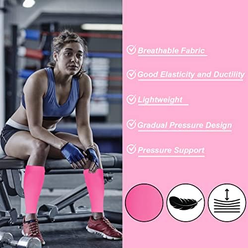 Calf Compression Sleeves for Men & Women (20-30mmhg) - Leg Compression Sleeve for Running, Cycling, Shin Splints Support, Relieve Legs Pain, Travel (One Pair)(Pink,Medium)