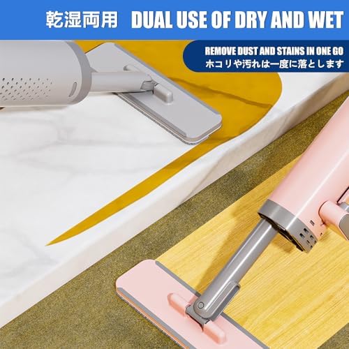Portable Self-Squeeze Short Mop, Mini Lazy Hand Wash-Free Strong Absorbent Mop, Wet and Dry Use, Floor Cleaning System for Bathroom Kitchens Tableware Desktop Glass (Grey mop+ 2 Pads)