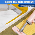 Portable Self-Squeeze Short Mop, Mini Lazy Hand Wash-Free Strong Absorbent Mop, Wet and Dry Use, Floor Cleaning System for Bathroom Kitchens Tableware Desktop Glass (Grey mop+ 2 Pads)