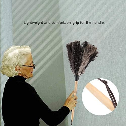 Duster, 22'' Super Soft Handmade Washable Non-electrostatic Duster Easy Efficient Dusting with Wooden Handle (Brown)