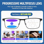 2-Pack Multifocus Progressive Reading Glasses Men Blue Light Multifocal Computer Readers No-Line Trifocal Near Range