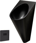 Black 304 Stainless Steel Urinal, Wall Mounted Men's Bathroom Urinal with Sensor Flush Valve, Commercial High Efficiency Flush Urinal, for Bathrooms, Hotels, Shopping,