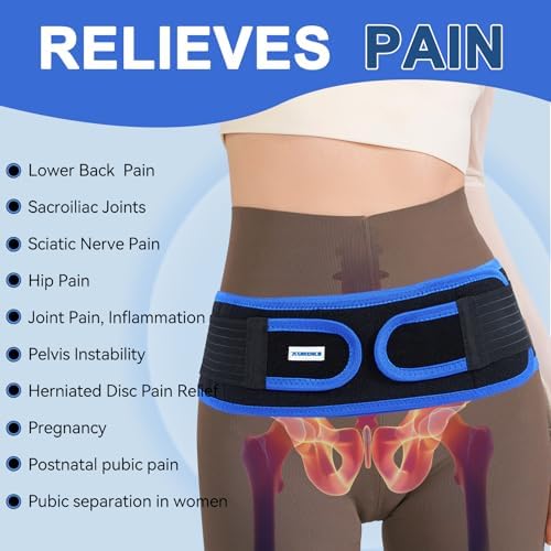 Sacroiliac SI Joint Hip Belt With 360°Anti-slip strips for Men and Women Adjustable Pelvic Support and Lower Back Brace Belt for Sciatica,Pelvis,Lumbar & Nerve Pain Si Joint(Universal)