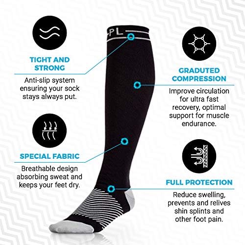 POWERLIX Compression Socks for Women & Men (Pair) for Neuropathy Swelling Pain Relief 20-30 mmHg Medical Knee-high Stockings