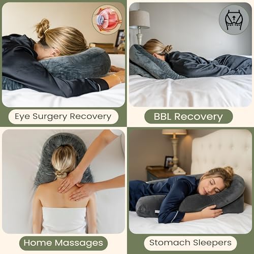 Face Down Pillow After Eye Surgery – 3-Vent Design for Easy Breathing – Vitrectomy & BBL Recovery Pillow for Sleeping Face Down – CertiPUR-US® Certified Shredded Memory Foam