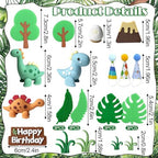 Simpfo-27 PCS Dinosaur Cake Topper, Birthday Decorations Set with Dinosaur Eggs, Jungle Leaves - Reusable Dinosaur Cake Decorations for Kids, Dino Theme Party Supplies for Boys Girls Toddler（Simpfo）