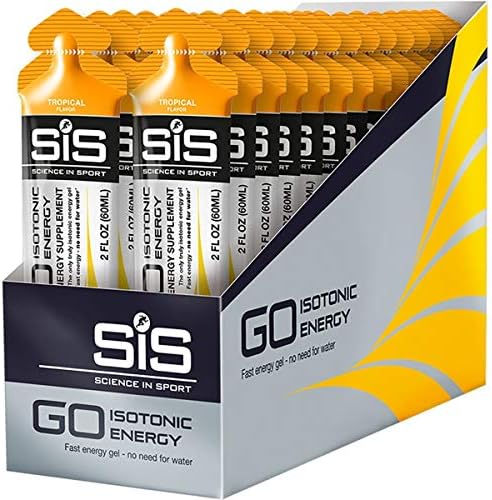 Science in Sport Energy Gel Pack, SIS Isotonic Energy Gel, 22g Fast Acting Carbs, Performance & Endurance Gels, Tropical Flavor - 2 Fl Oz (Pack of 6)
