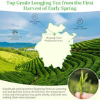 XIXICHA Longjing Green Tea Loose Leaf New Longjing Tea Dragon Well Dragonwell Tea Chinese Green Tea Lung Ching Premium Bean Aromatic All-natural and free of additives 4.23oz/120g（96 cups）龙井 绿茶 明前采摘