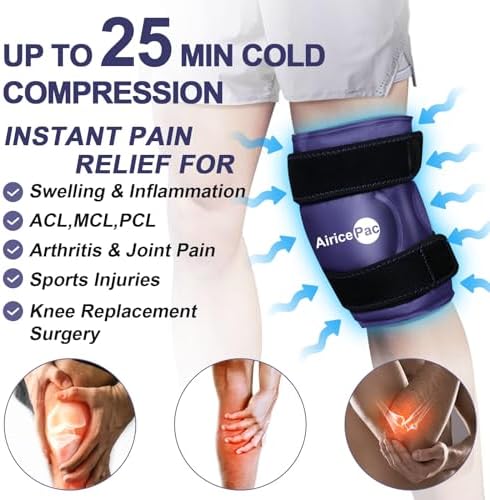 Ice Pack for Knee Pain Relief, Reusable Gel Ice Wrap for Injuries, Swelling, Knee Replacement Surgery, Cold Compress Therapy for Arthritis, Meniscus Tear and ACL, Blue