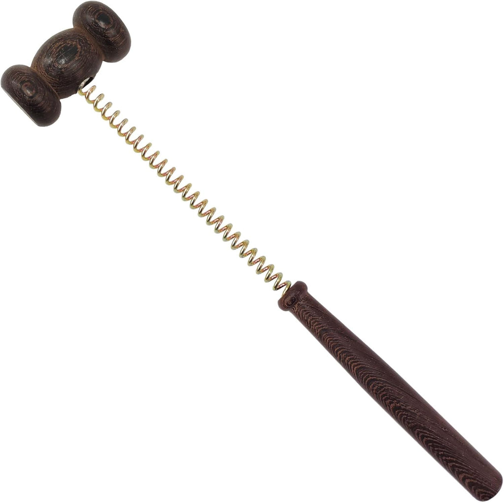 Wooden Spring Massage Hammer,Long Size Manual Lymphatic Drainage Massage Hammer,Wood Therapy Body Massager,Brown,15.5 Inches,1 Piece