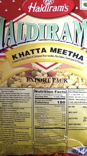 Haldiram's Khatta Meetha (Sweet-n-spicy) Mix of Chickpeas Flour Noodles,Rice flakes, Green Peas & Peanuts - 35.30oz, 1kg