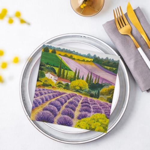 20 Napkins Large Lavender Field | Lavender | Flowers | Nature | Landscape | Table Decoration | Decoupage | 33 x 33 cm