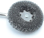 Long Handle Steel Wire Ball, Bold and Thickened 14.5 Inch Stainless Steel Ball Brush and 2 Additional Wire Balls for Pot, Bottle and Closestool (Wood)