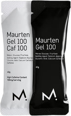 MAURTEN Gel 100 Mix Box - 6-Pack of 40g - 25g Carbohydrates per Serving - 4 x Gel100 and 2x Gel100 CAF100 (100mg caffein) - Stomach-Friendly Patented hydrogel Technology - Free of preservatives