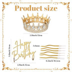 Highergo 8 Pcs Queen Crown Cake Topper Gold Rhinestone Crystal Tiara Birthday Cake Decoration for Women Princess Queen Wedding Party Photo Props