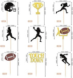 36 PCS Rugby Ball Cupcake Toppers Glitter Trophy Amecian Football Cupcake Picks Touchdown Player Cake Decorations for Super Bowl Rugby Sports Theme Baby Shower Kids Birthday Party