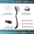 Soft Nail Dust Cleaning Brush 5Pcs Handle Grip Fingernail Brush Nail Dust Brush Manicure Pedicure Tools Women Men Home Salon（multicolor）