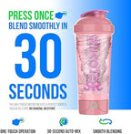 VELOMIX Electric Protein Shaker Bottle - 24 oz | USB-C Rechargeable | Leak Proof Shaker Cups for Protein Shakes | Portable Blender for Shakes and Smoothies (Electric - Pink)