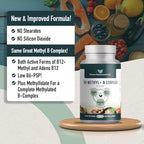 Tri-Methyl+ B Complex Methylated B Vitamins - Full Spectrum Methyl B Complex Vitamin Supplement For MTHFR Support with Active Forms of B12 Methylcobalamin, Adenosylcobalamin, and Methylfolate